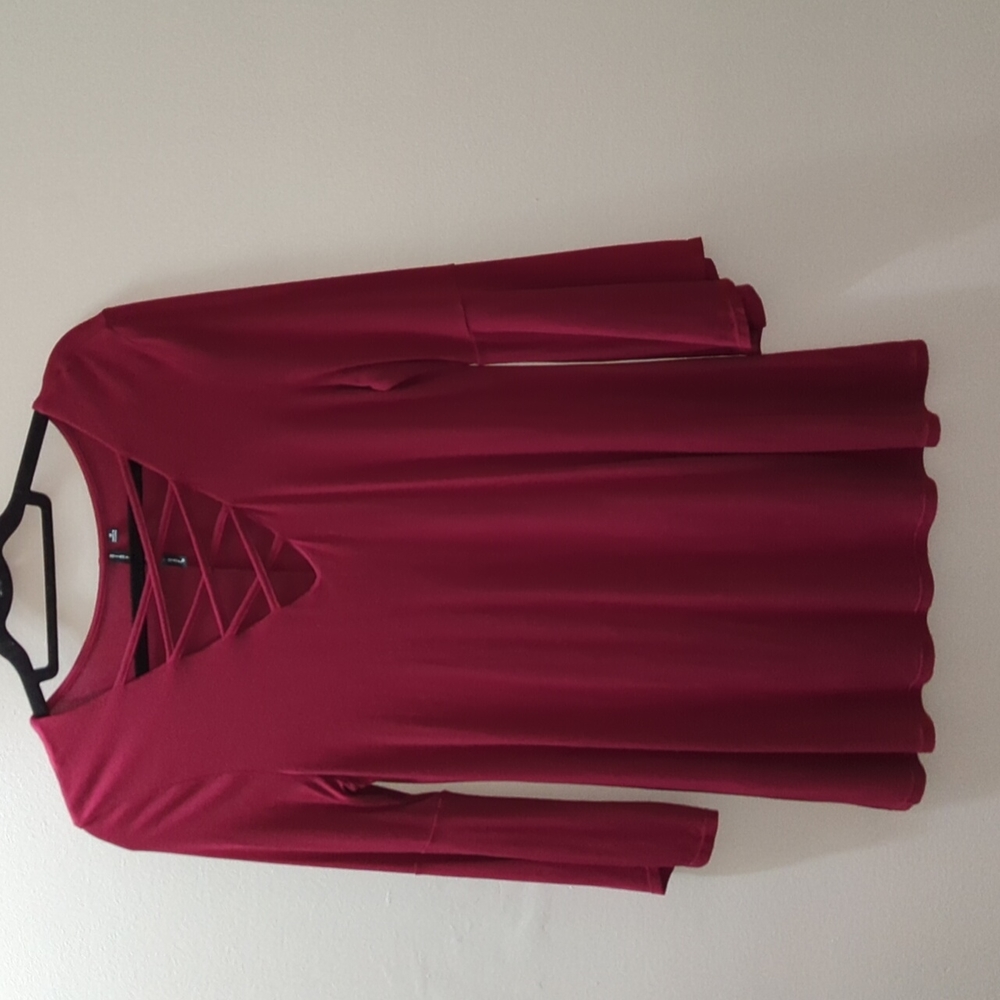 Bell Sleeve, lace up front v neck tunic